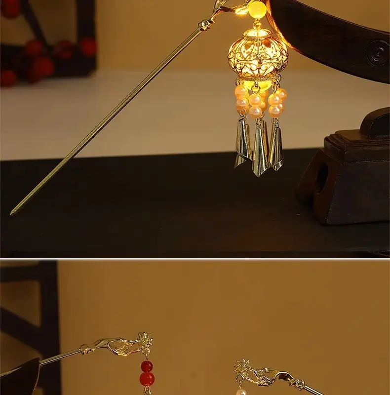 Luminous Lantern Hairpin with Pearl Tassels — feature 10