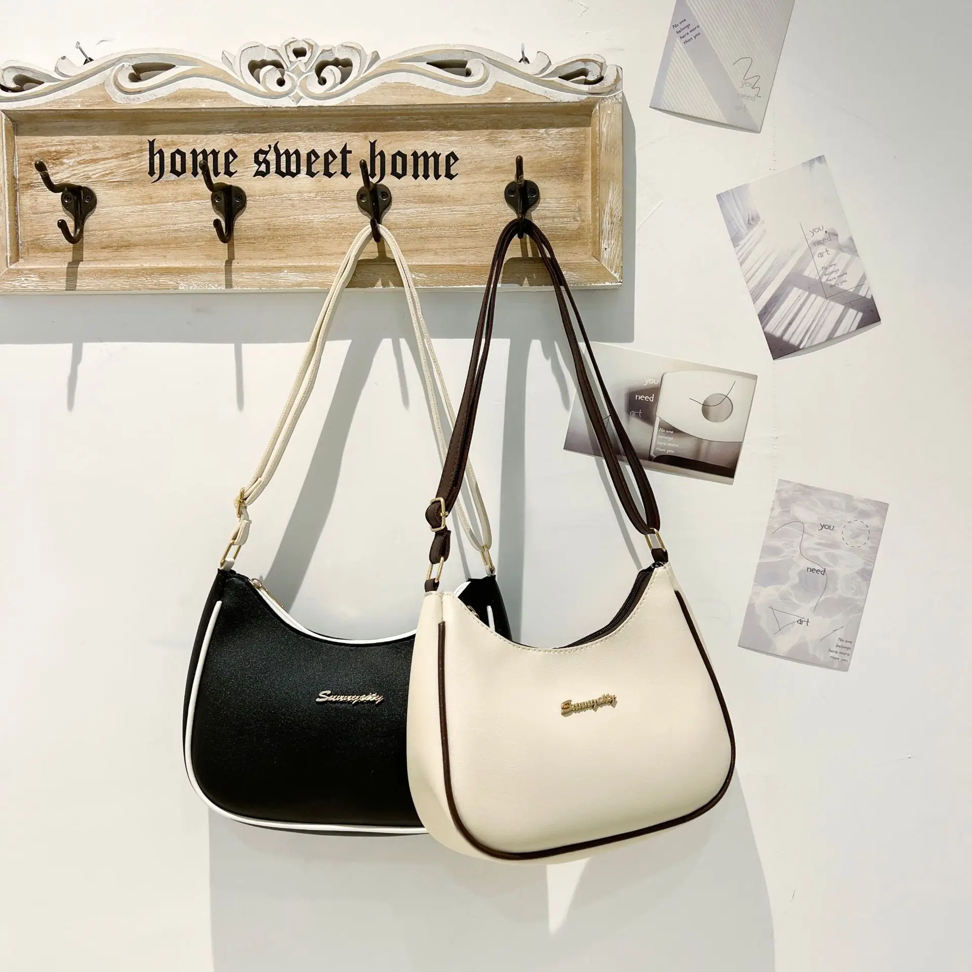 Women's Cream Contrasting Shoulder Bag 2023