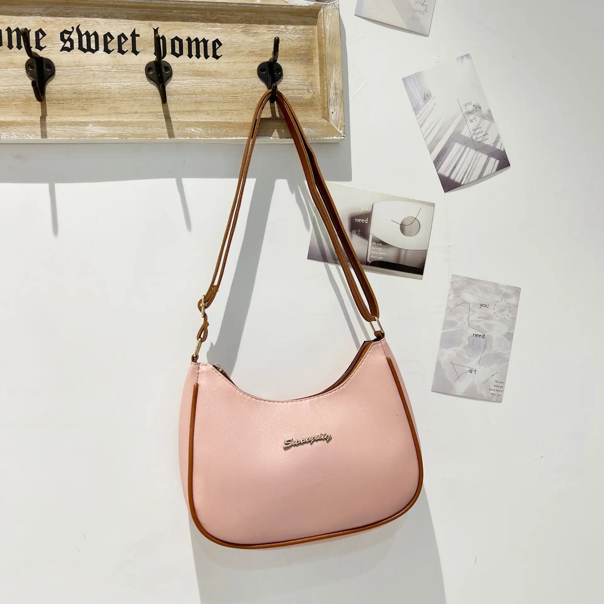 Women's Cream Contrasting Shoulder Bag 2023