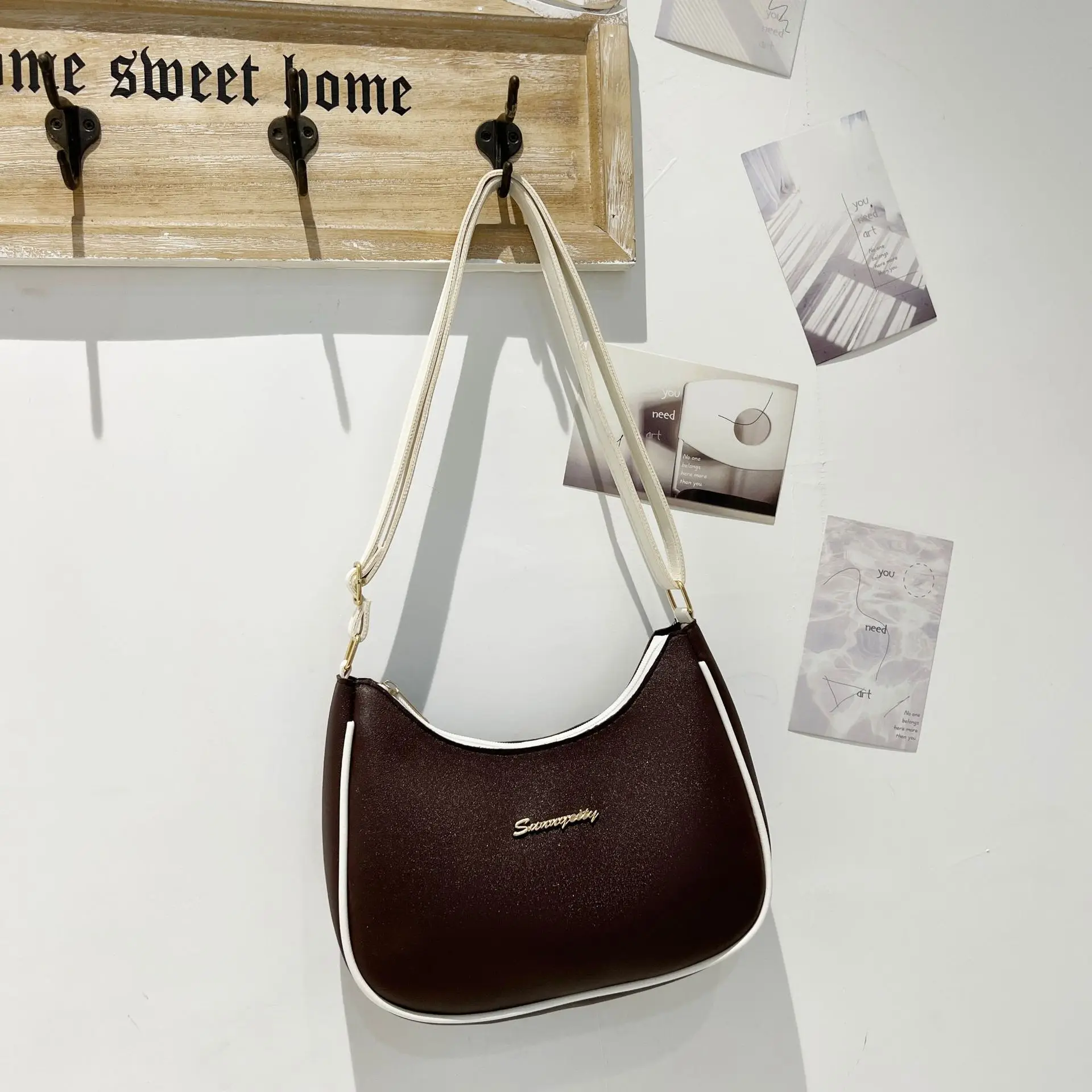 Women's Cream Contrasting Shoulder Bag 2023