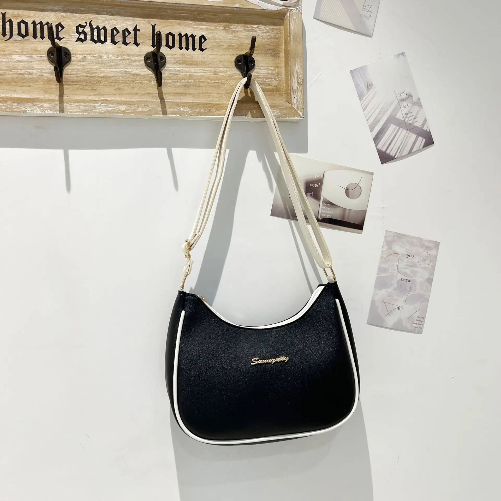Women's Cream Contrasting Shoulder Bag 2023