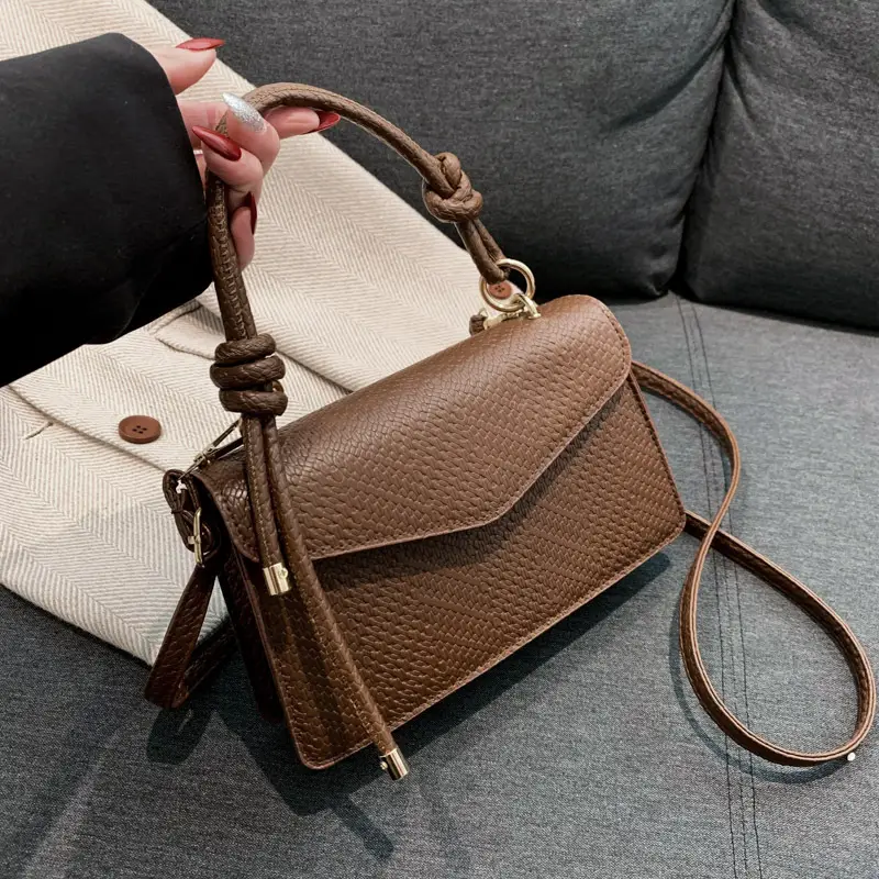 Black Textured Shoulder Bag for Women 2023 - Image 2