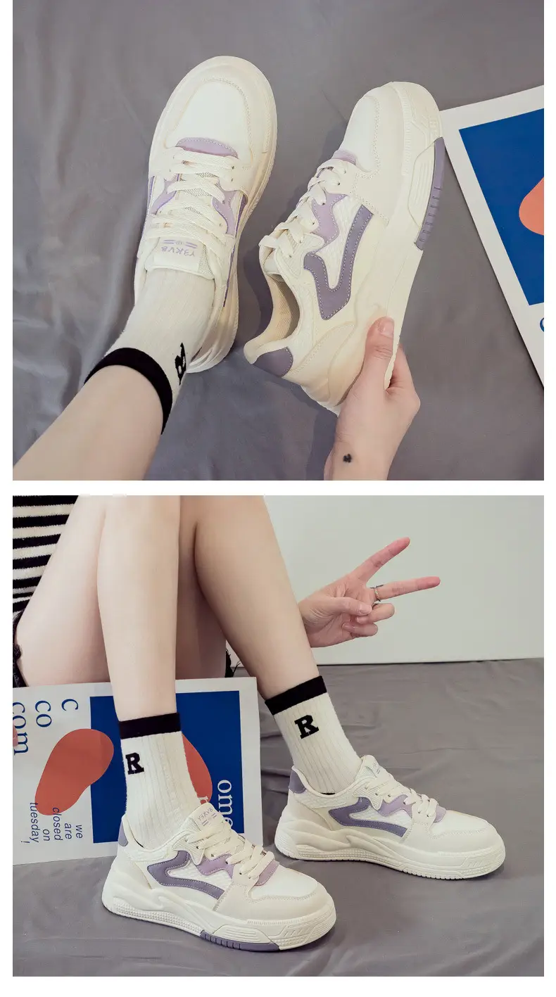 Foreign Trade Women's Shoes, Spring Thick-Soled Casual White Sneakers, Women's Outdoor Casual Dad Shoes, Flat-Soled Lightweight Sports Sneakers — feature 30