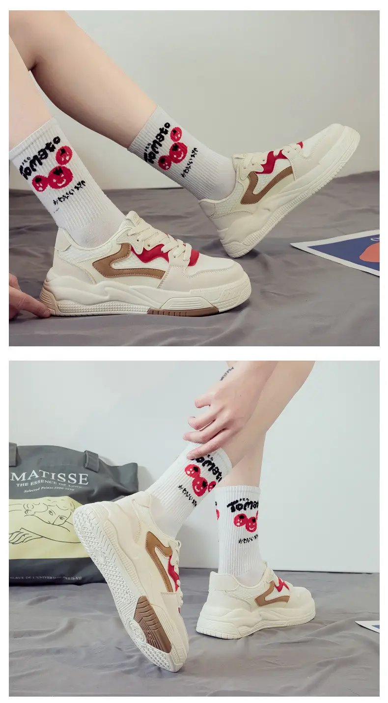 Foreign Trade Women's Shoes, Spring Thick-Soled Casual White Sneakers, Women's Outdoor Casual Dad Shoes, Flat-Soled Lightweight Sports Sneakers — feature 32