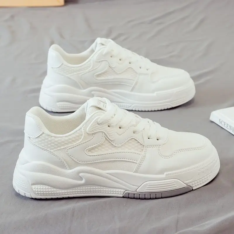Foreign Trade Women's Shoes, Spring Thick-Soled Casual White Sneakers, Women's Outdoor Casual Dad Shoes, Flat-Soled Lightweight Sports Sneakers - Image 3