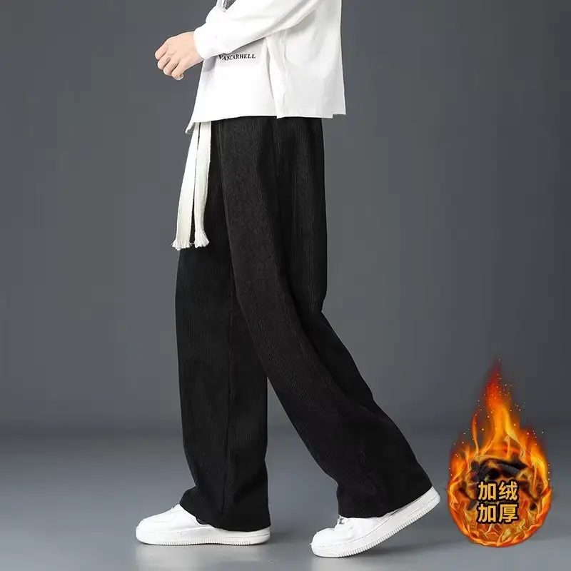 Men's Fleece Casual Pants Grey Solid Color - Image 8