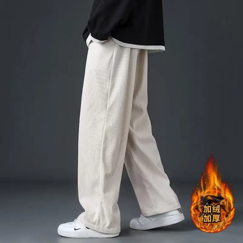Men's Fleece Casual Pants Grey Solid Color - Image 9