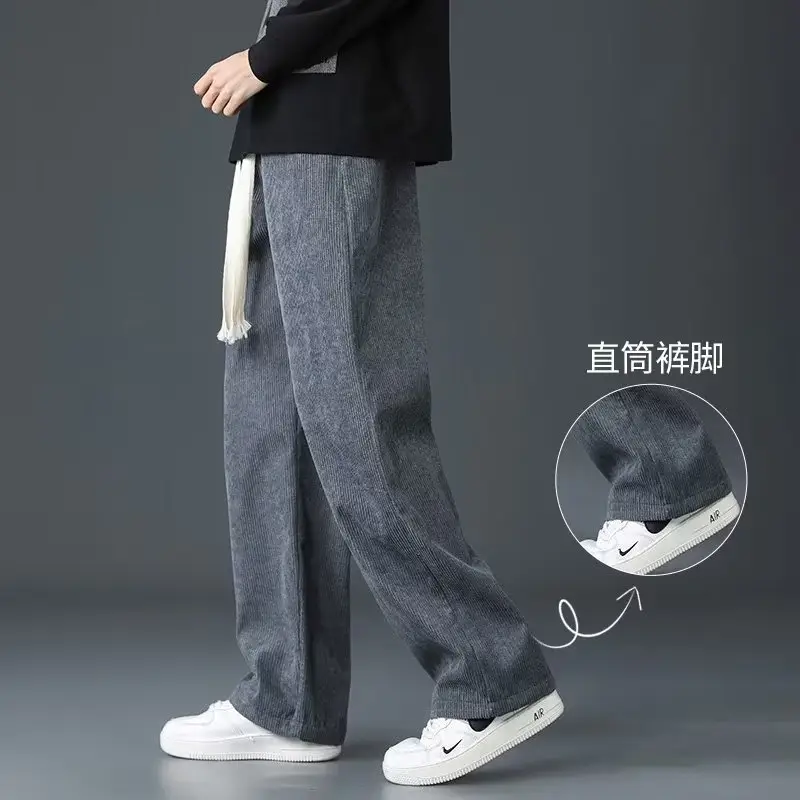 Men's Fleece Casual Pants Grey Solid Color - Image 10