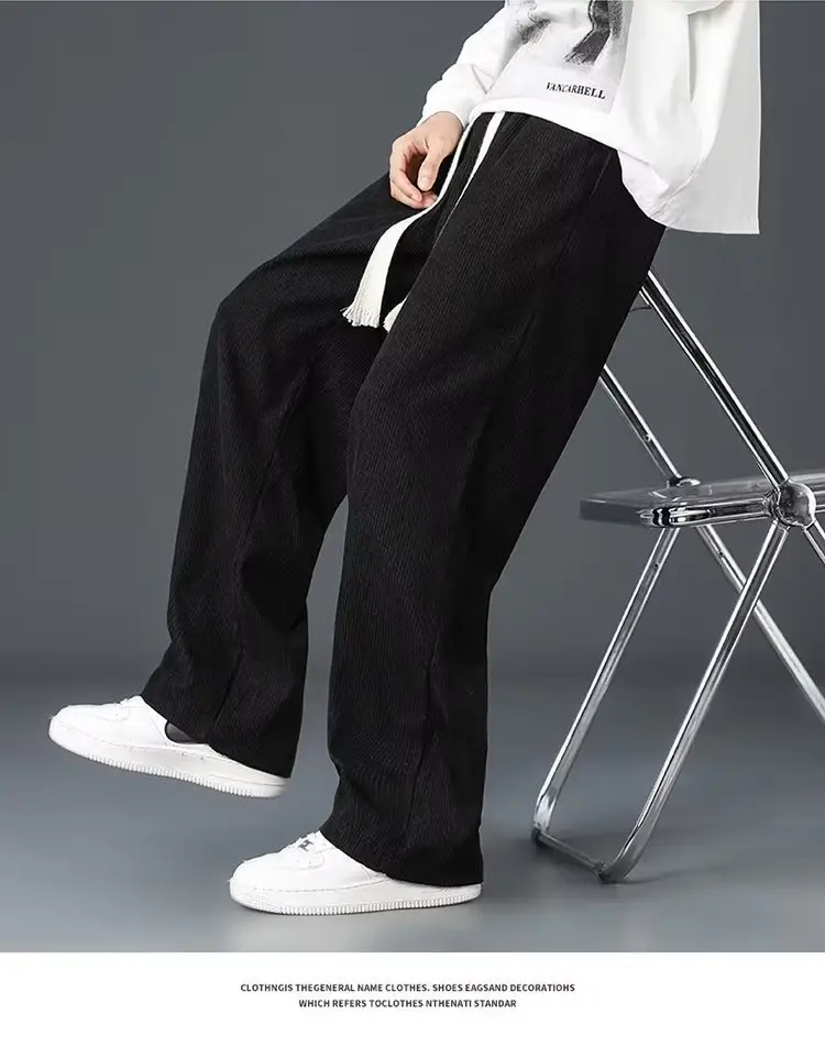 Men's Fleece Casual Pants Grey Solid Color — feature 14