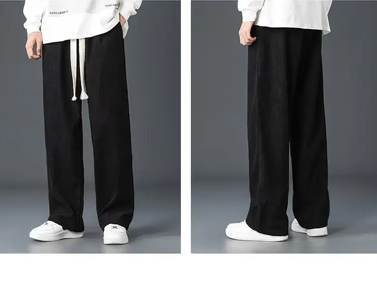 Men's Fleece Casual Pants Grey Solid Color — feature 15