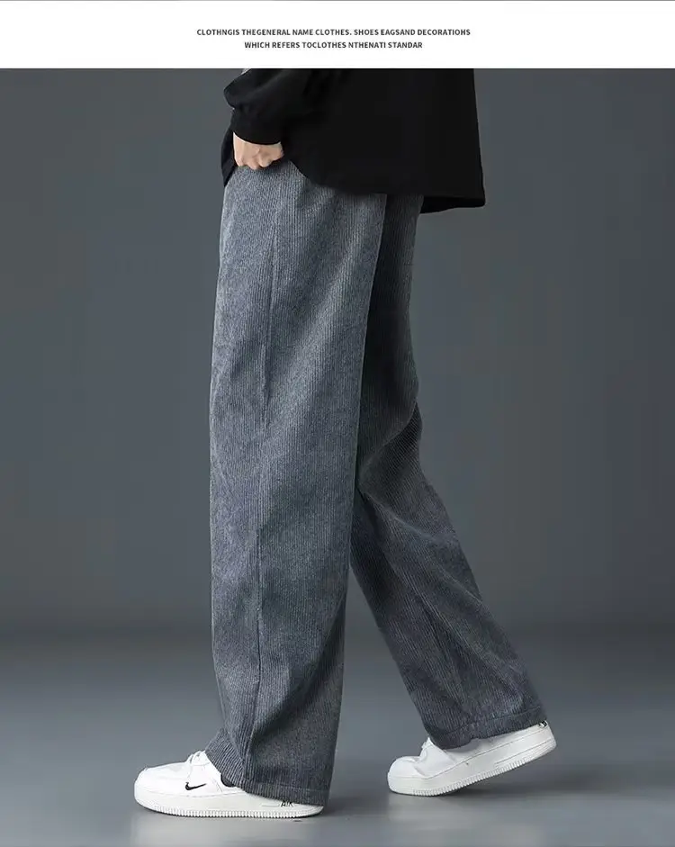 Men's Fleece Casual Pants Grey Solid Color — feature 18