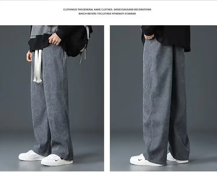 Men's Fleece Casual Pants Grey Solid Color — feature 19