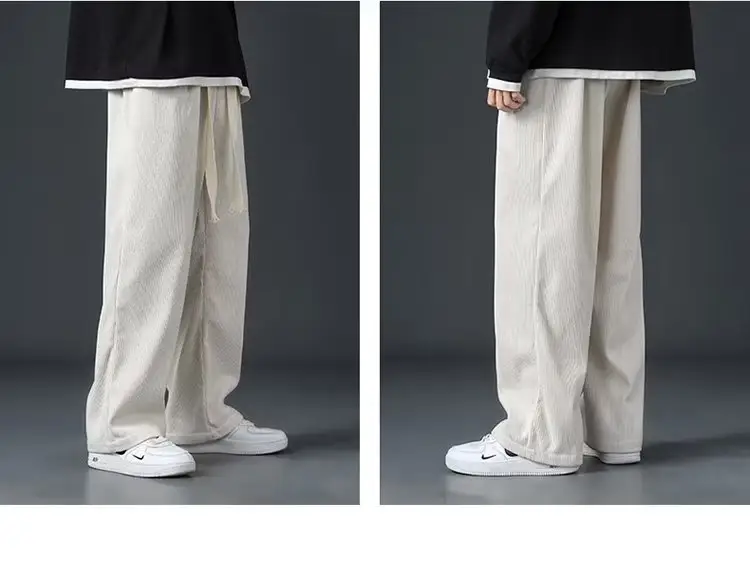 Men's Fleece Casual Pants Grey Solid Color — feature 23