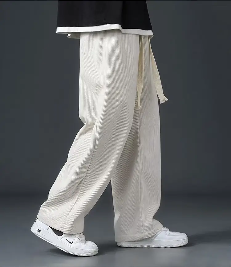 Men's Fleece Casual Pants Grey Solid Color — feature 24