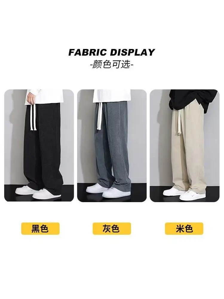 Men's Fleece Casual Pants Grey Solid Color — feature 25