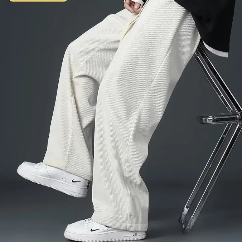 Men's Fleece Casual Pants Grey Solid Color - Image 2
