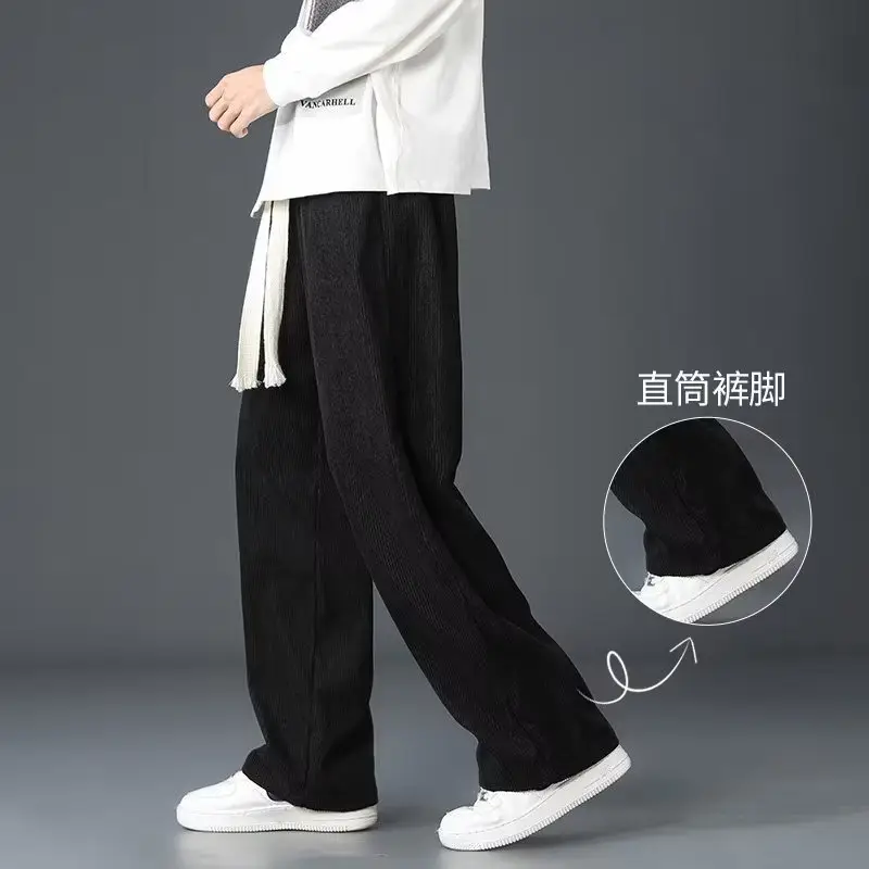 Men's Fleece Casual Pants Grey Solid Color - Image 3