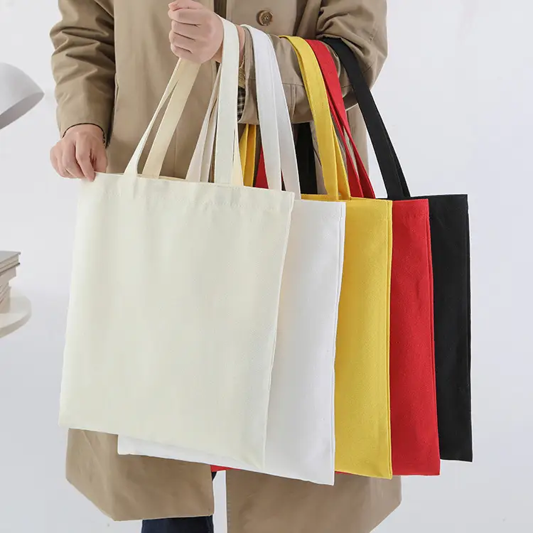 Black Canvas Tote Bag with Logo Print Multi Color - Image 3