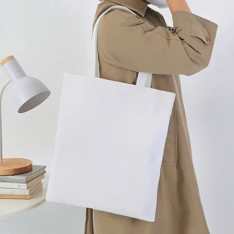 Black Canvas Tote Bag with Logo Print Multi Color - Image 5