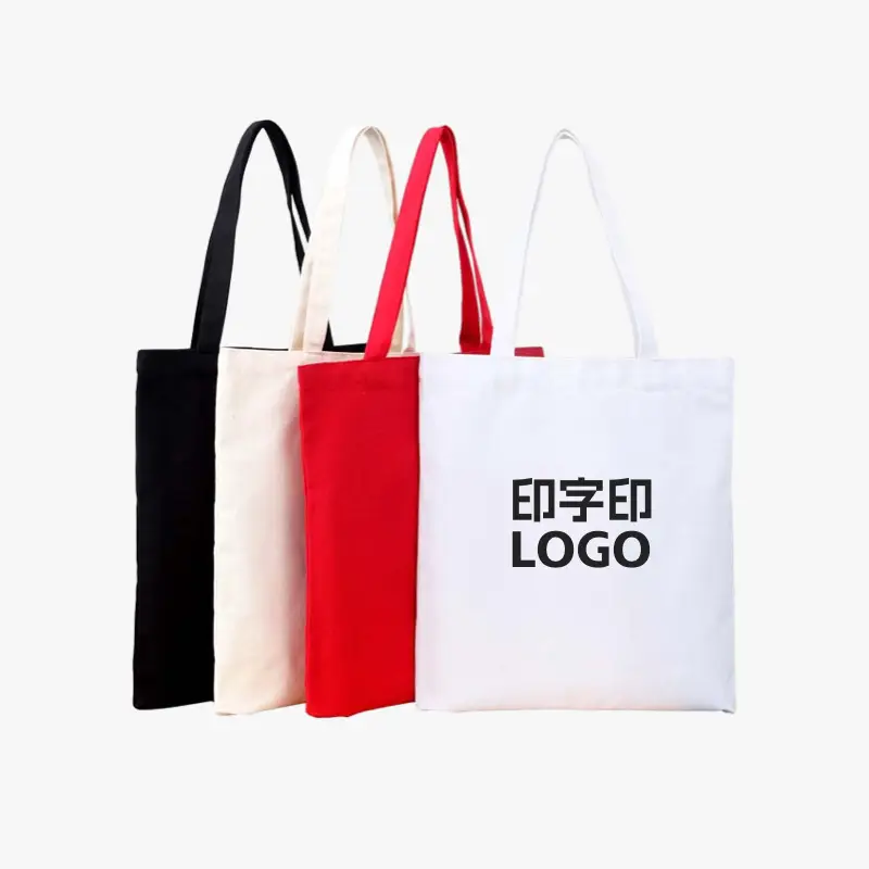 Black Canvas Tote Bag with Logo Print Multi Color - Image 6
