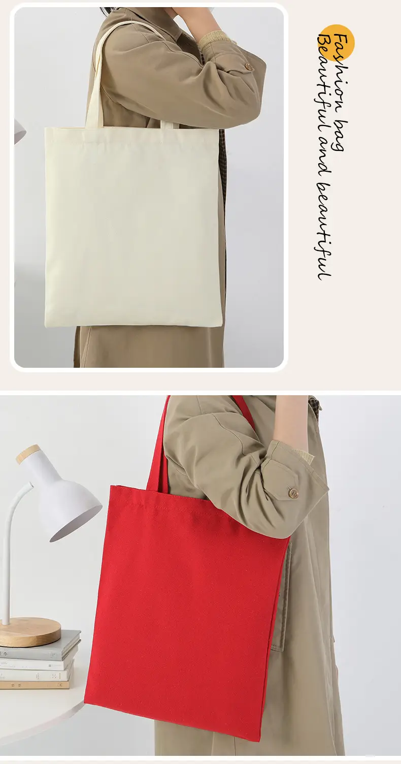 Black Canvas Tote Bag with Logo Print Multi Color — feature 11