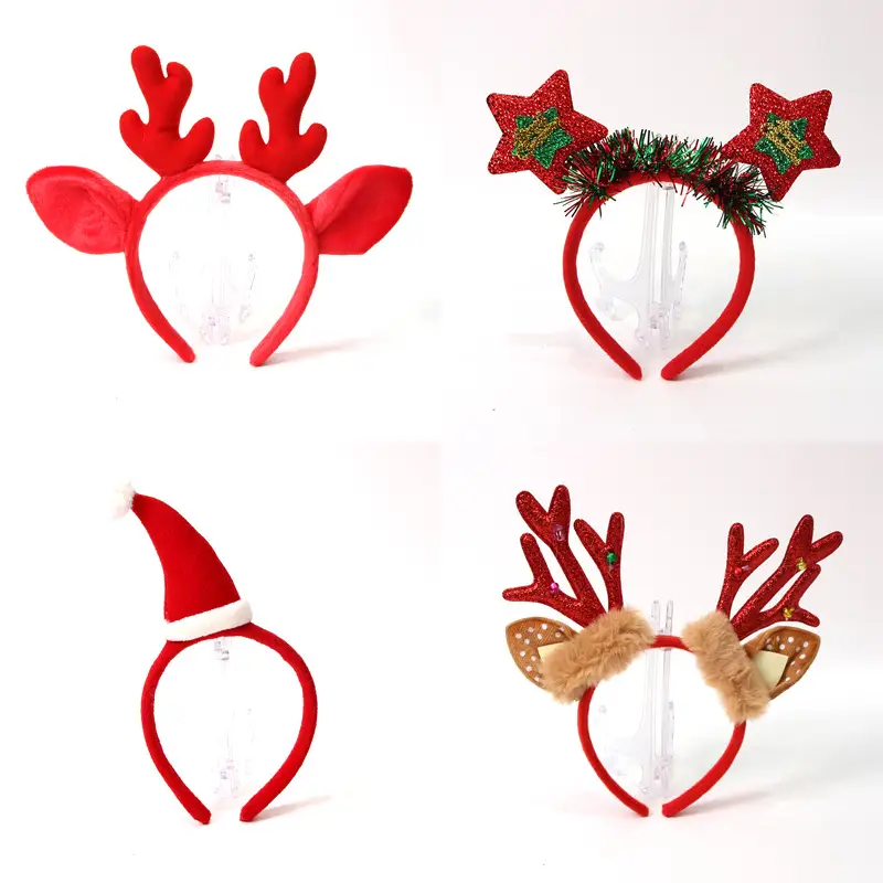 Red Deer Antlers Headband for Kids Adults Christmas Decor - Image 30