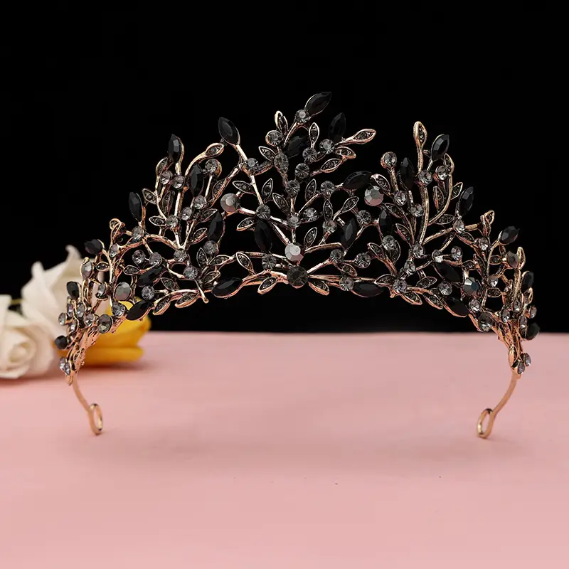 Baroque Red Black Crown Bridal Headpiece - Image 6