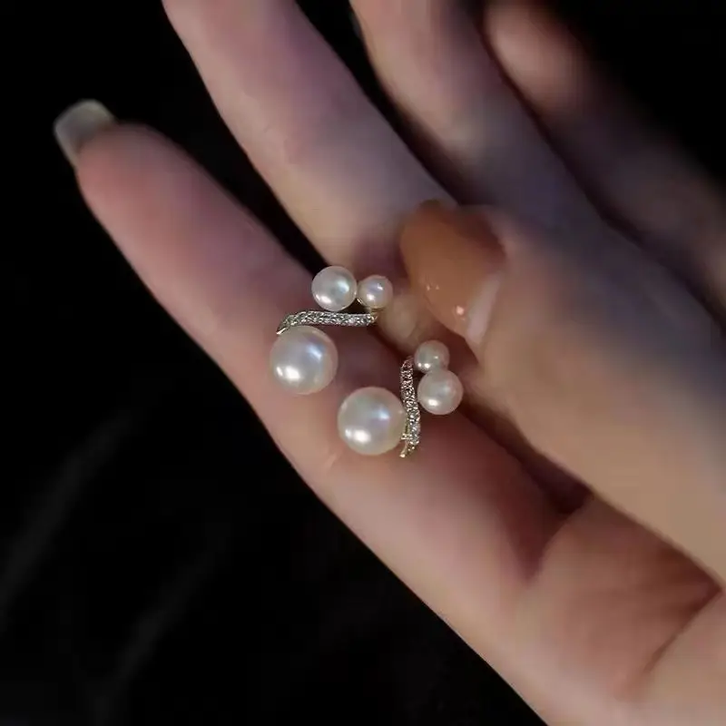 S925 Silver Pearl Star Earrings for Women - Image 2