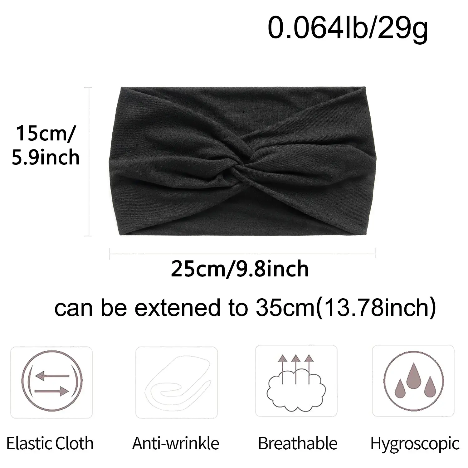 Orange 15cm Cross Yoga Hair Band Sweat Absorbing - Image 19