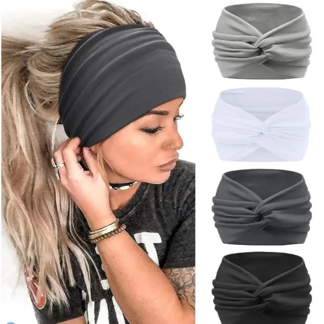 Orange 15cm Cross Yoga Hair Band Sweat Absorbing - Image 21