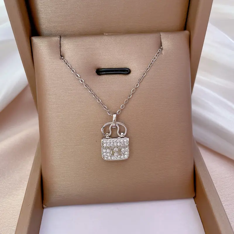 Titanium Necklace with Pink Crystal Pendant for Women - Image 11