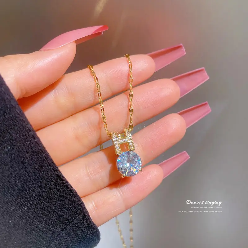 Titanium Necklace with Pink Crystal Pendant for Women - Image 13