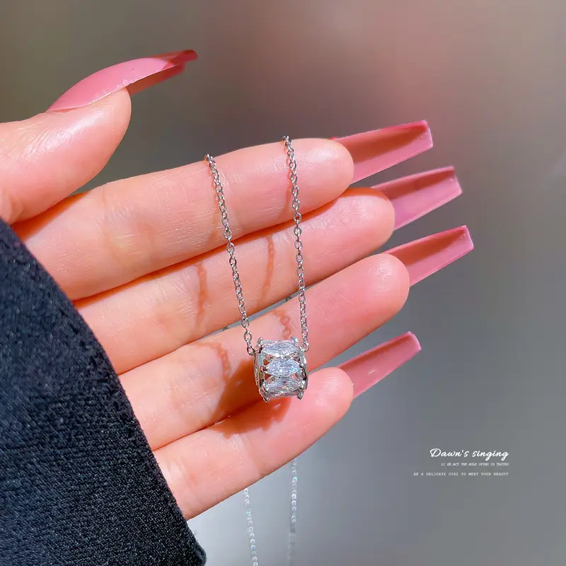 Titanium Necklace with Pink Crystal Pendant for Women - Image 18