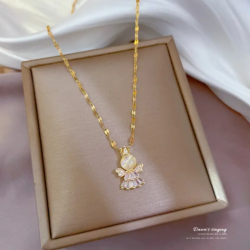 Titanium Necklace with Pink Crystal Pendant for Women - Image 20