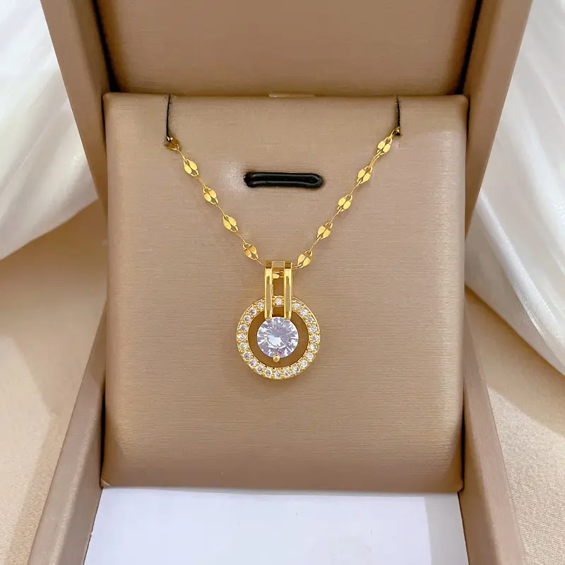 Titanium Necklace with Pink Crystal Pendant for Women - Image 22