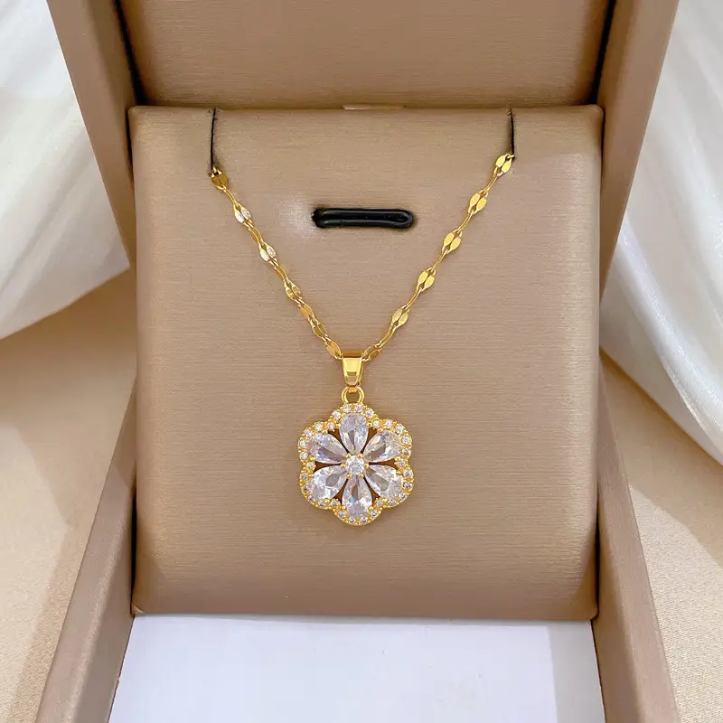 Titanium Necklace with Pink Crystal Pendant for Women - Image 23