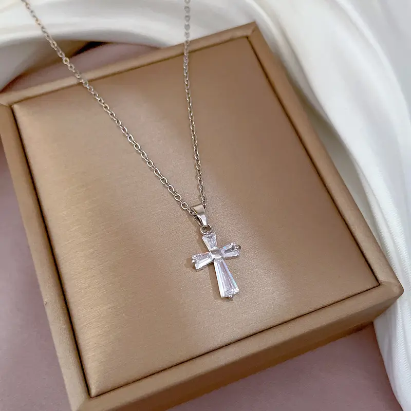 Titanium Necklace with Pink Crystal Pendant for Women - Image 24