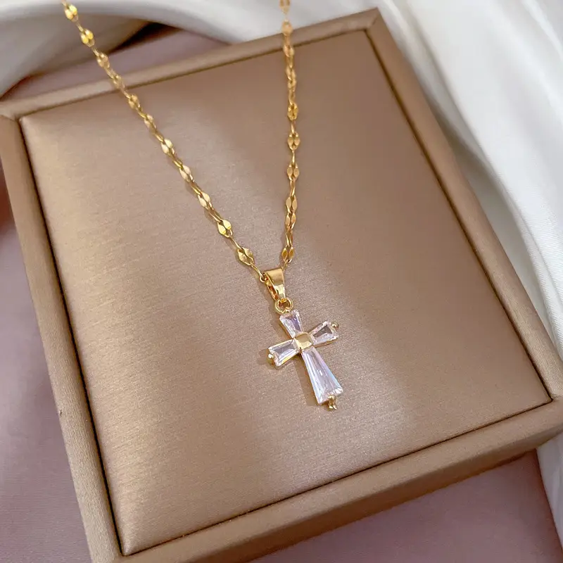 Titanium Necklace with Pink Crystal Pendant for Women - Image 25