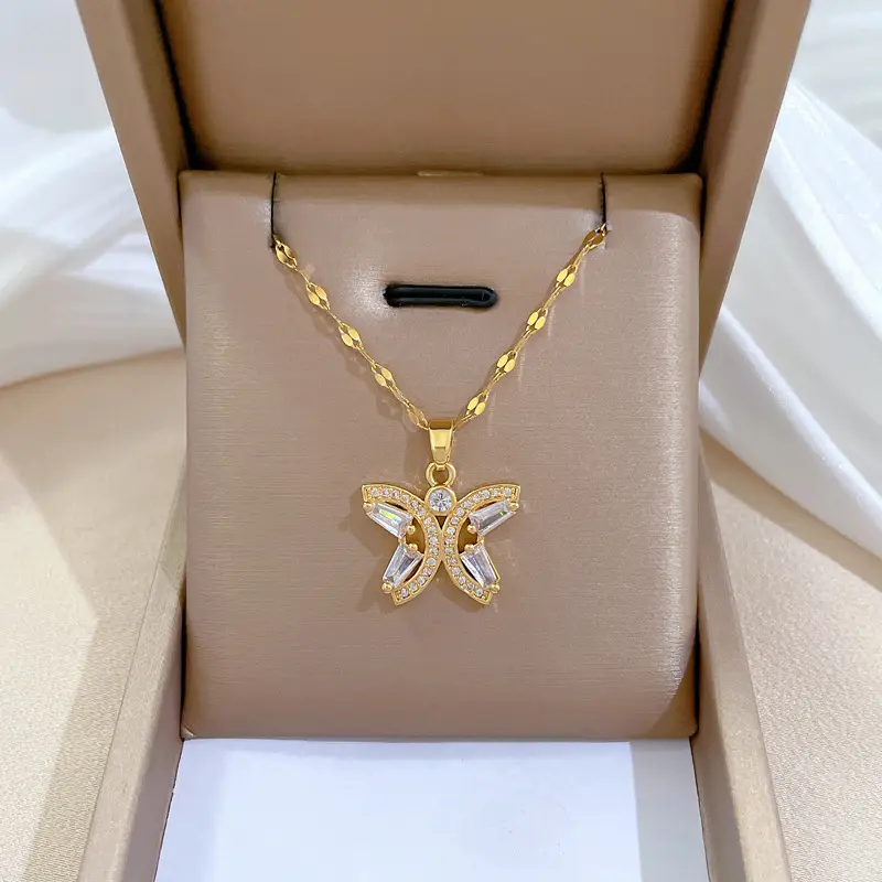 Titanium Necklace with Pink Crystal Pendant for Women - Image 28