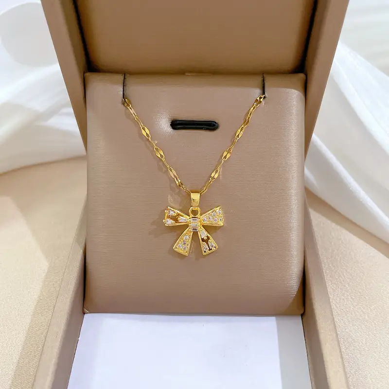 Titanium Necklace with Pink Crystal Pendant for Women - Image 30