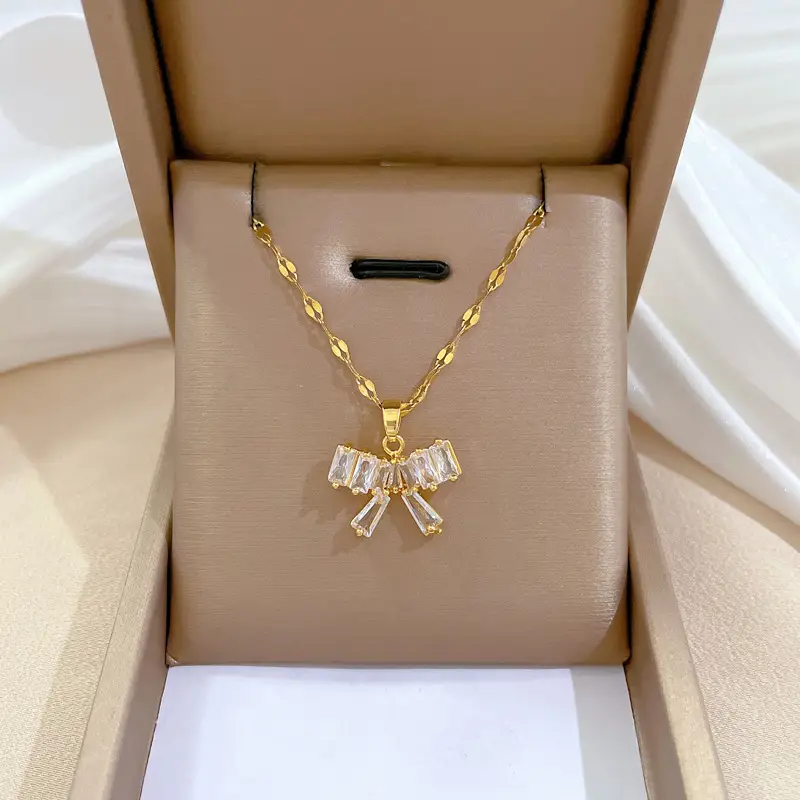 Titanium Necklace with Pink Crystal Pendant for Women - Image 34