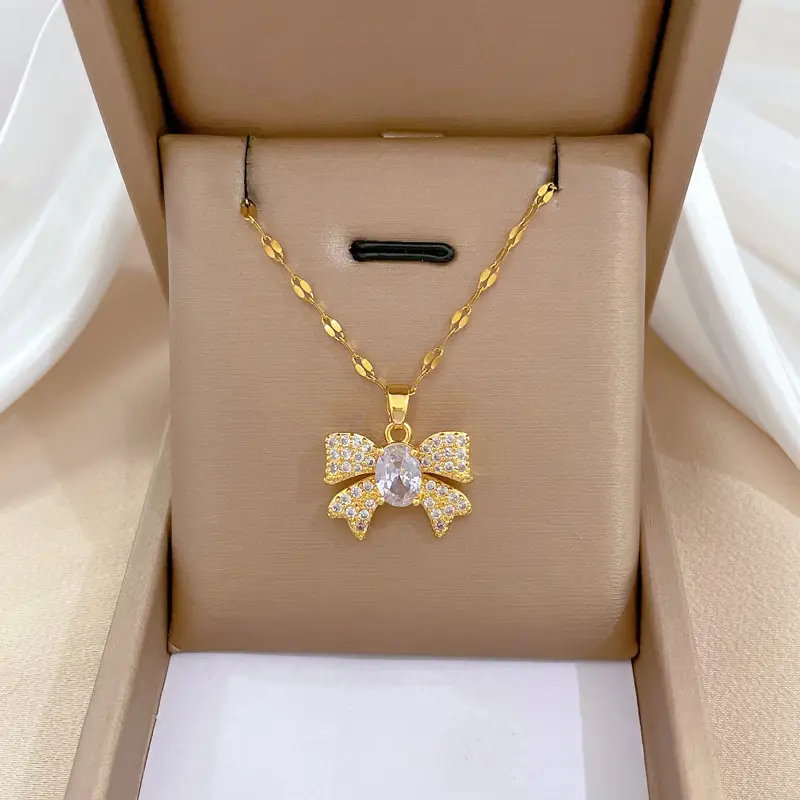 Titanium Necklace with Pink Crystal Pendant for Women - Image 38