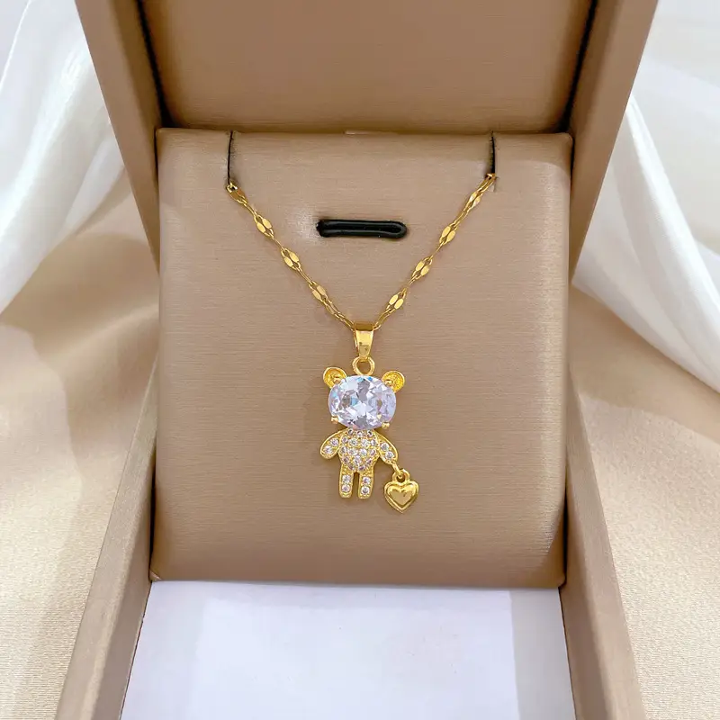 Titanium Necklace with Pink Crystal Pendant for Women - Image 42
