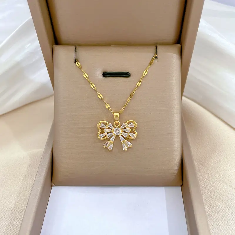 Titanium Necklace with Pink Crystal Pendant for Women - Image 49