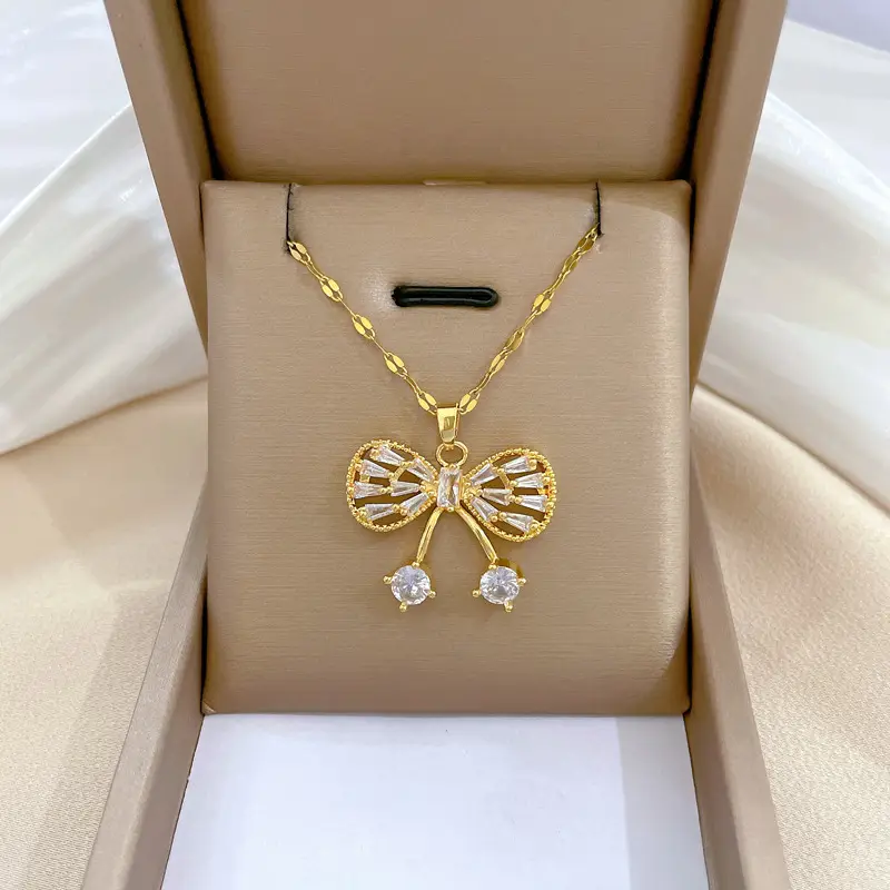 Titanium Necklace with Pink Crystal Pendant for Women - Image 50