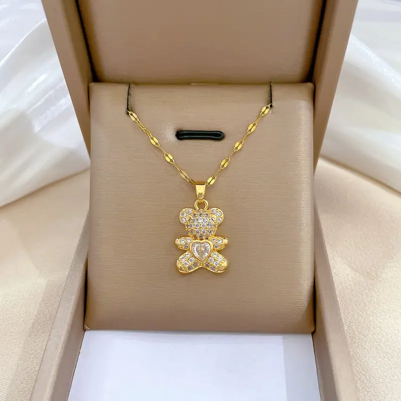 Titanium Necklace with Pink Crystal Pendant for Women - Image 52