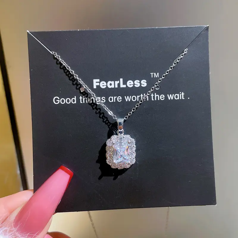 Titanium Necklace with Pink Crystal Pendant for Women - Image 9