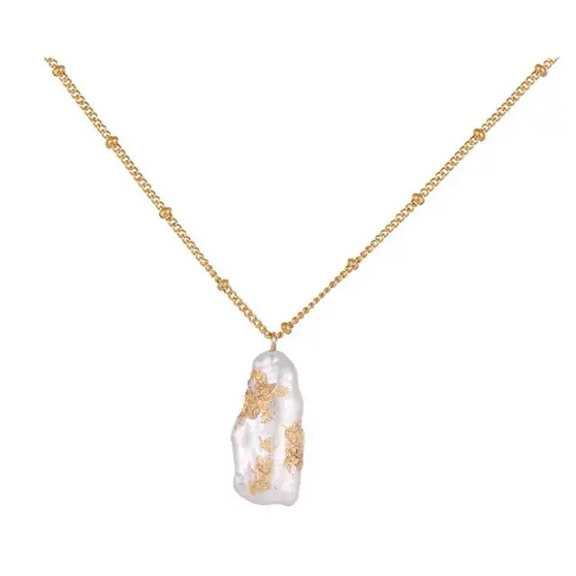Natural Pearl Clavicle Necklace 14K Gold Plated - Image 5