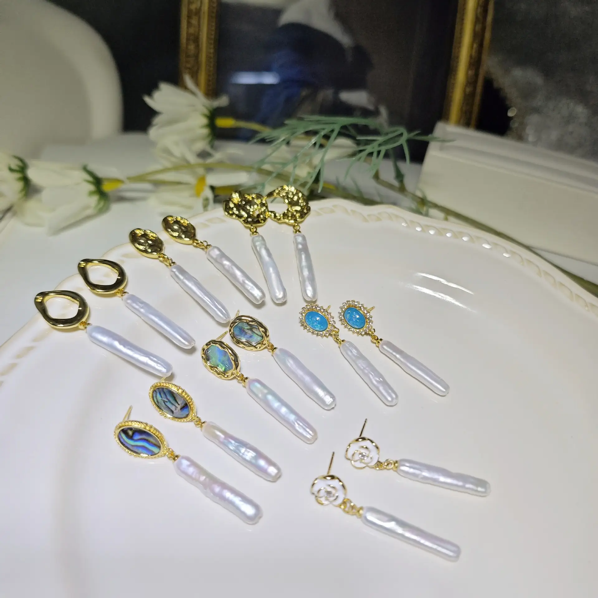 S925 Silver Pearl Earrings with Crystal Top Design — feature 21