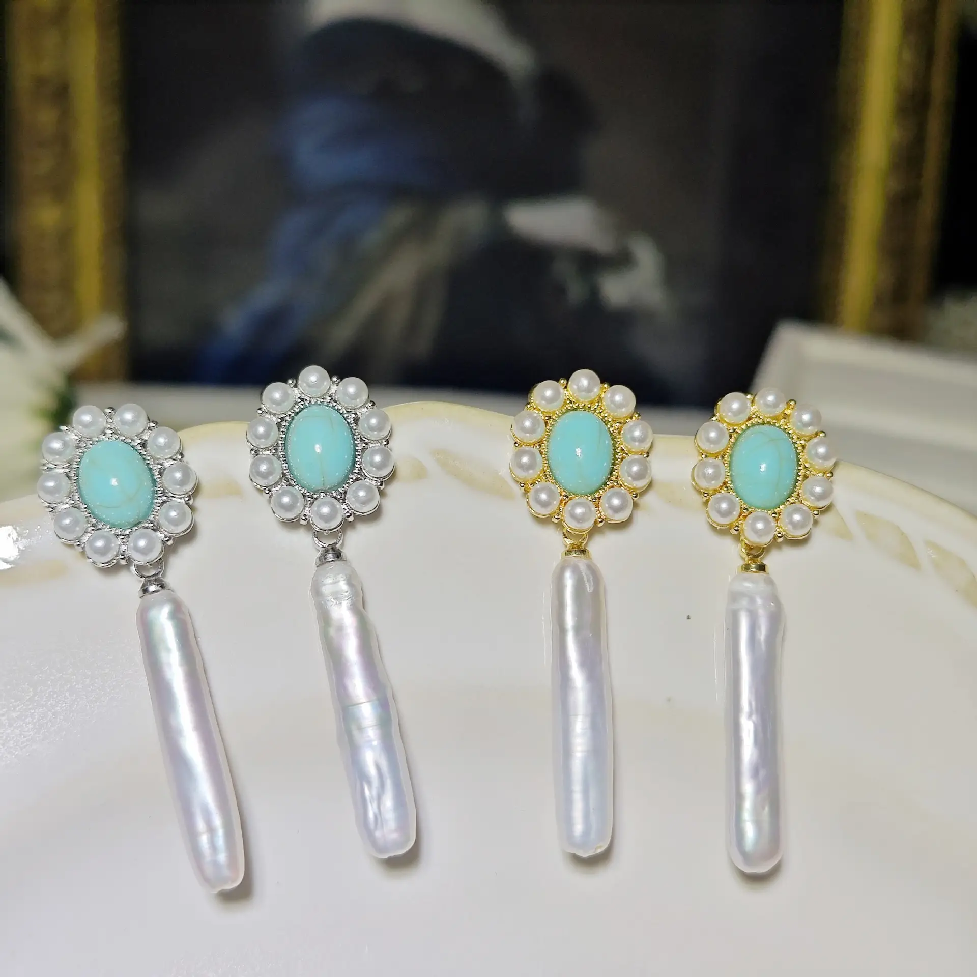 S925 Silver Pearl Earrings with Crystal Top Design